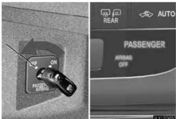 OFF ON PASSEN AIRBAG PASSENGER AIRBAG OFF