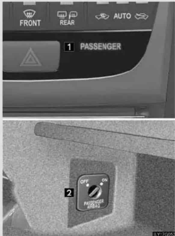 FRONT REAR AUTO 1 PASSENGER 2 OFF ON PASSENGER AIRBAG ILY12G055