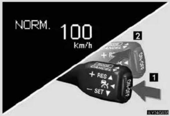NORM. 100 Km/h 2 OK CANCE + RES ▲ - SET ▼ 1 BY4G035