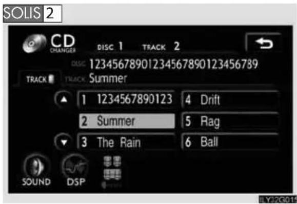 SOLIS 2 CD CHANGER DISC 1 TRACK 2 DISC 12345678901234567890123456789 TRACK TRACK Summer 1 1234567890123 4 Drift 2 Summer 5 Rag 3 The Rain 6 Ball SOUND DSP