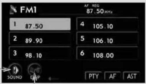 FM1 AF REG 87.50 MHz 1 87.50 2 89.90 3 98.10 4 105.10 5 106.10 6 108.00 SOUND DAP PTY AF AST