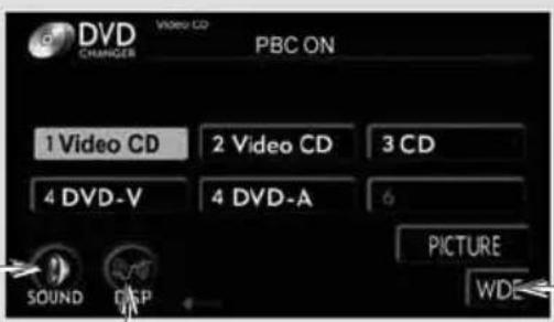 DVD CHANGER PBC ON 1 Video CD 2 Video CD 3 CD 4 DVD-V 4 DVD-A 6 SOUND CAP PICTURE WDE