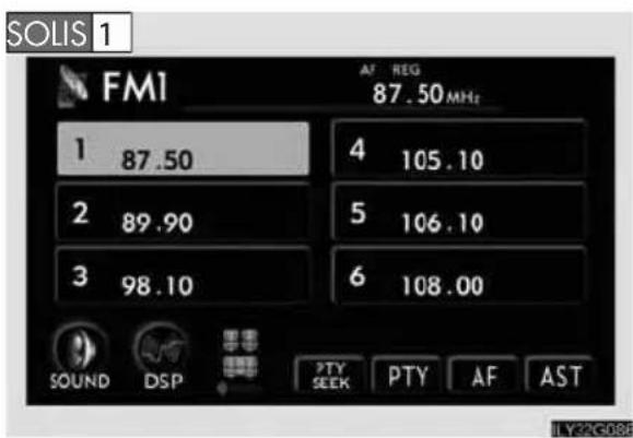 SOLIS 1 FM1 AF REG 87.50 MHz 1 87.50 4 105.10 2 89.90 5 106.10 3 98.10 6 108.00 SOUND DSP PTY PTY AF AST