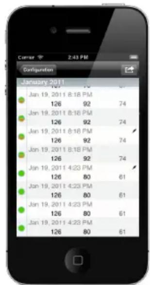 WITHINGS iPhone sphygmomanometer - De metingentabel raadplegen - 1