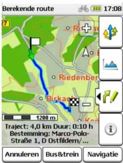 Berekende route 17:08 Riedenber Birkang 1200 m Traject: 4,0 km Duur: 0:10 h Bestemming: Marco-Polo- Straße 1, D Ostfildern/... Annuleren Bus&trein Navigatie