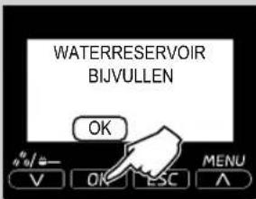 WATERRESERVOIR BIJVULLEN OK %/-# V OK ESC MENU A