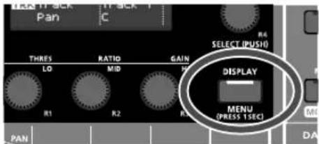 TAG H-ACK Pan C THRES RATIO GAIN LO MID R1 R2 R3 PAN SELECT (PUSH0) DISPLAY MENU (PRESS 1SEC)