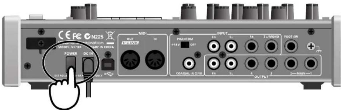 CE FC N225 Circuit 40-100 MODEL V5-100 MADE IN CHINA POWER DC IN OUT VCLINK IN MIDI PHANTOM +48V OFF INPUT 6k 5L 4k 3L/MONO FOOT SW COAXIAL IN (2/3) 6k 5L 4 3 2—MAIN—1 OUTPUT