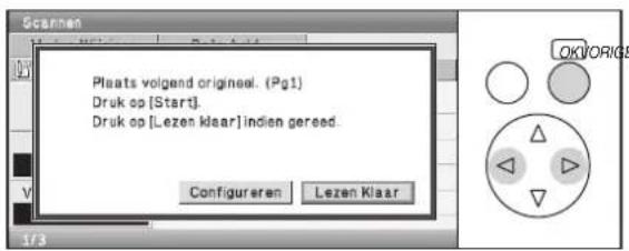 Plaats volgend origineel. (Pg1) Druk op [Start]. Druk op [Lezen klaar] indien gereed. Configureren Lezen Klaar OKVORIGE 173