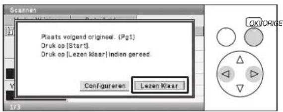 Plaats volgend origineal. (Pg1) Druk op [Start]. Druk op [Lezen klaar] indien gereed. Configureren Lezen Klaar