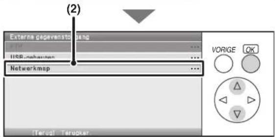 (2) External gegevenstgang VORIGE OK USB-rehaugen Networkmap [Terug] Terucker