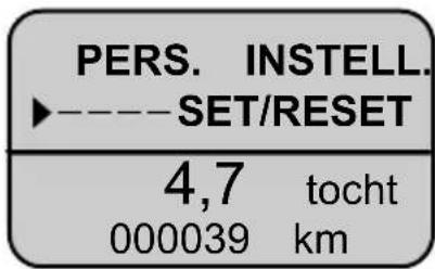 PERS. INSTELL. SET/RESET 4,7 tocht 000039 km