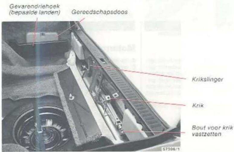 Gevarendriehoek (bepaalde landen) Gereedschapsdoos Krikslinger Krik Bout voor krik vastzetten 57396/1