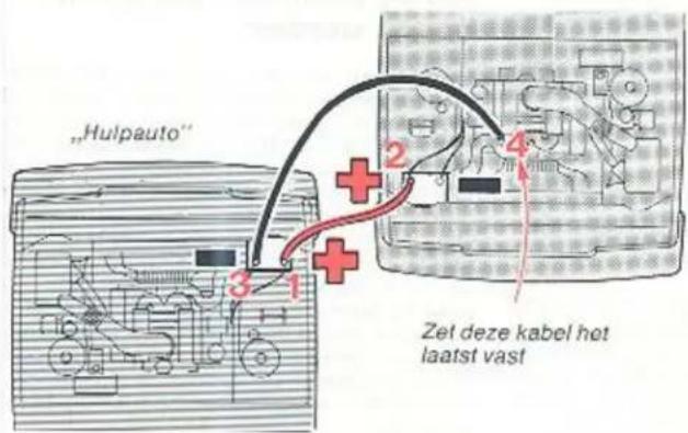 "Hulpauto" 3 1 2 4 Zet deze kabel het laatst vast