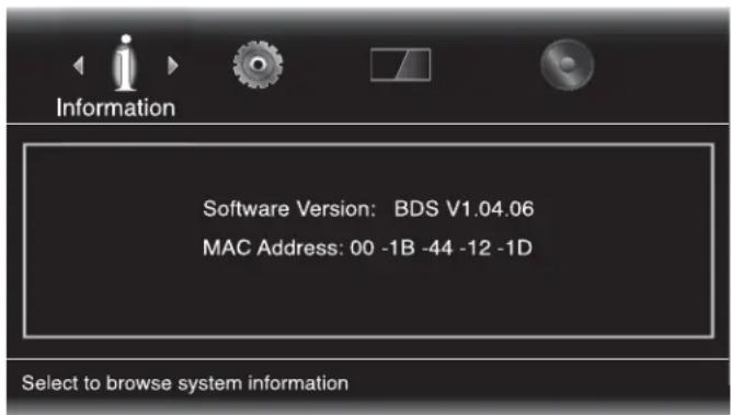 HARMAN KARDON BDT 2 - Informatie Menu - 1