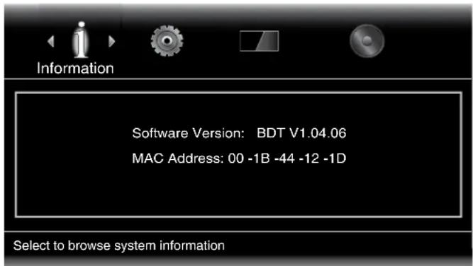 HARMAN KARDON BDT 3 - Informatiemenu - 1