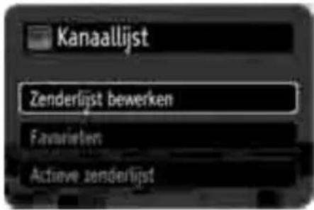 Kanaallijst Zenderlijst bewerken Favarieten Actieve zenderlijst