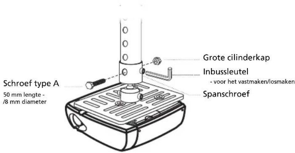 Schroef type A 50 mm lengte - /8 mm diameter Grote cilinderkap Inbussleutel - voor het vastmaken/losmaken Spanschroef