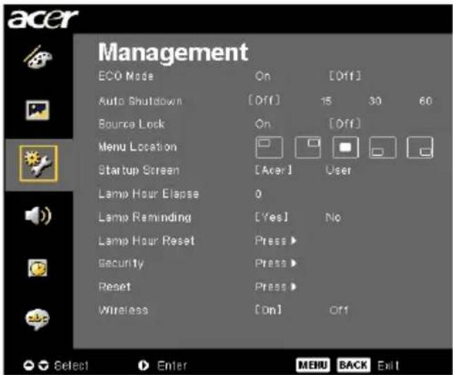 ACER PD724 - Lamp Reminding (Resterende lampduur) - 1
