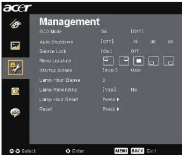 ACER PH530 - Besturingselementen - 2
