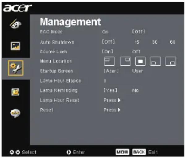 ACER PH530 - Besturingselementen - 1