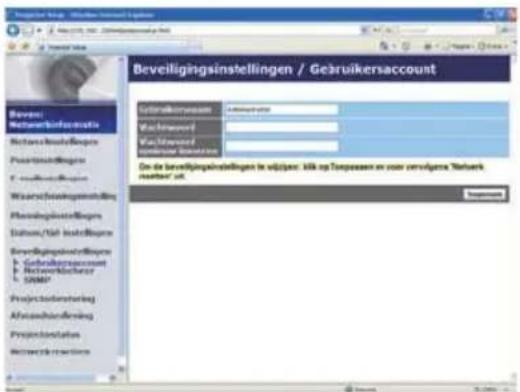 Beveiligingsinstellingen / Gebruikersaccount Gebruikersaccount Vidashword Vidashword Gebruikersaccount On de beveiligingsinstellingen in zijijzen: klk op Tempasien en voor vervolgees "Network neaten" uit Supervenue