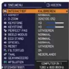 SNEI MENU KEZEN 35 INTERACTIEF KALIBREREN ASPECT NOSIMALL D-ZOOM 32V(100.0%) KEYSTONE +0 KEYSTONE +0 PERFECT PAS UITVOEREN BEELD MODUS NORMAAL ECO STAND NORMAAL GPICEL NORMAAL RESET UITVOEREN FILTERTIDL Oh TAAL NICERLANDS GEAVANCEORD COMPUTER IN 1 012345578901 1280 x 800 MHz