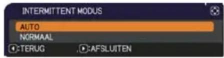 INTERMITTENT MODUS AUTO NORMAAL TERUG AFSLUITEN