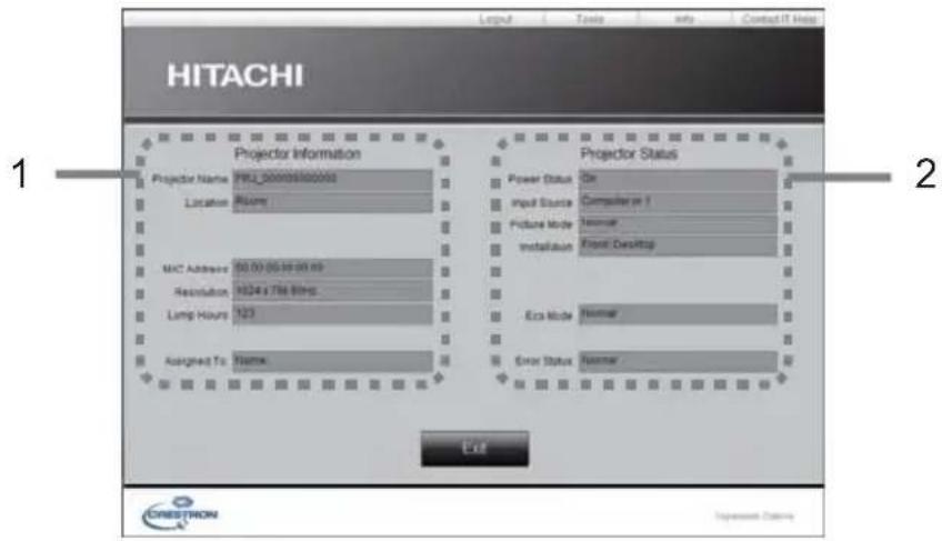 HITACHI CP-WU8440GF - Info-venster - 1
