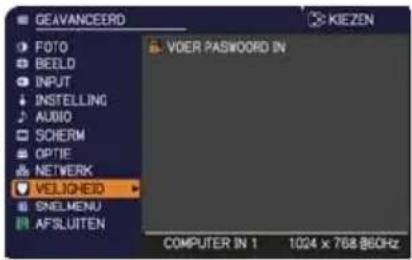 GEAVANCEERD FOTO BEELD INPUT INSTEILLING AUDIO SCHERM OPTIE NETWORK VELIGNED SNELMENU AFSLUITEN VDER PASSWORD IN COMPUTER IN 1 1024 x 768 @60Hz KIEZEN