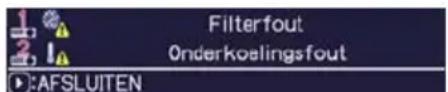 Filterfout Onderkoelingsfout :AFSLUITEN