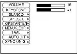 VOLUME KEystone BLANCO SPIEGEL OPSTARTEN MENUKLEUR TAAL AUTO UIT SYNC ON G 16 +1