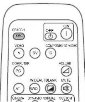 SEARCH SRC OFF ON VIDEO COMPONENTS-WIDEO V SV C COMPUTER VOLUME PC WIDEAUTBLANK MUTE AT WID CINEMA DYNAMIC NORMAL CUSTOM