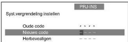 PRJ-INS Syst.vergrendeling instellen Oude code Nieuwe code Herbevestigen