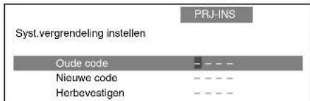 PRJ-INS Syst.vergrendeling instellen Oude code Nieuwe code Herbevestigen