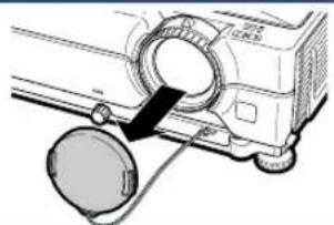 SHARP XG-C355W - Verwijder de lensdop en schakel de projector in - 1