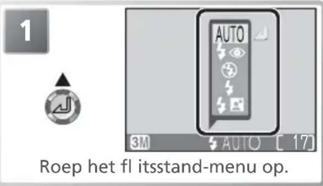 1 3M AUTO [ 17 ] Roep het fl itsstand-menu op.