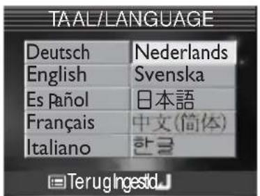 TAAL/LANGUAGE Deutsch Nederlands English Svenska Es Pañol 日本語 Français 中文(简体) Italiano 한글 TerugIngestd