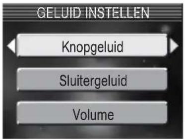 GELUID INSTELLEN Knopgeluid Sluitergeluid Volume