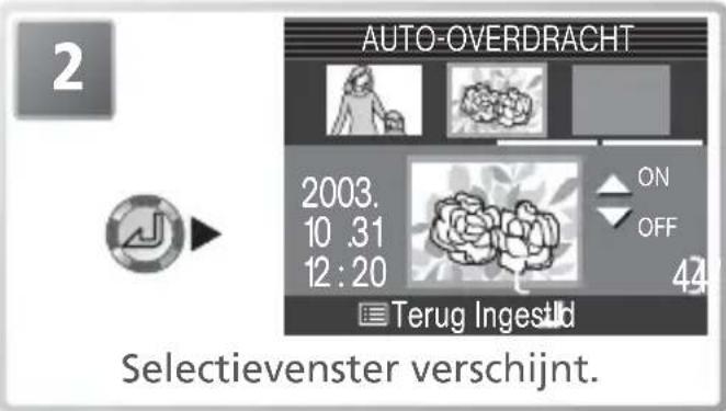 2 AUTO-OVERDRACHT 2003. 10 .31 12 : 20 ON OFF 42 Terug Ingestid Selectievenster verschijnt.