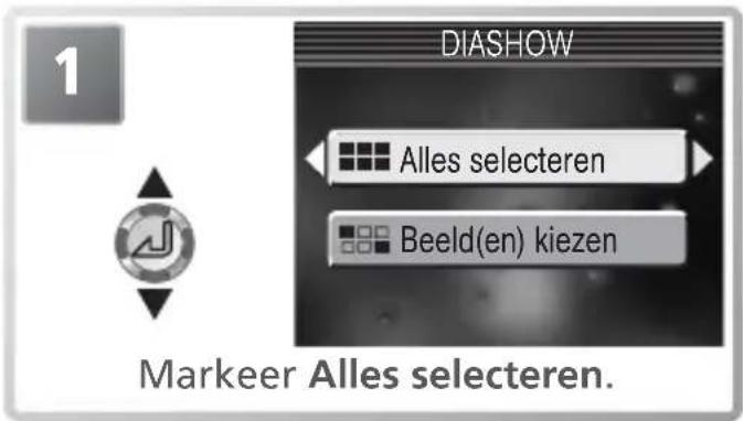 1 DIASHOW Alles selecteren Beeld(en) kiezen Markeer Alles selecteren.