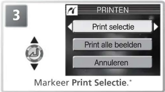 3 PRINTEN Print selectie Print alle beelden Annuleren Markeer Print Selectie.*