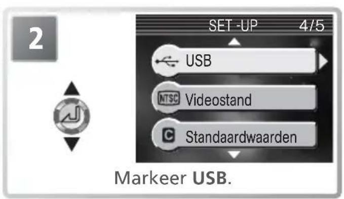 2 SET -UP 4/5 USB NTSC Videostand C Standaardwaarden Markeer USB.