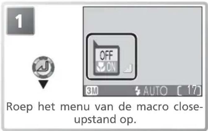 1 OFF ON 3M AUTO [ 17 ] Roep het menu van de macro close- upstand op.