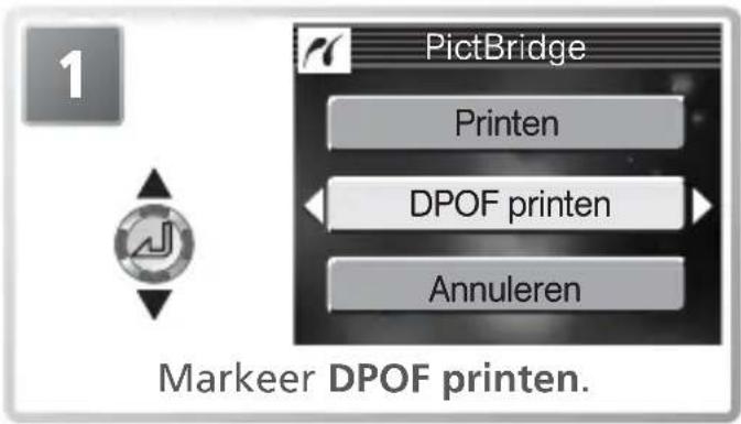 1 PictBridge Printen DPOF printen Annuleren Markeer DPOF printen.
