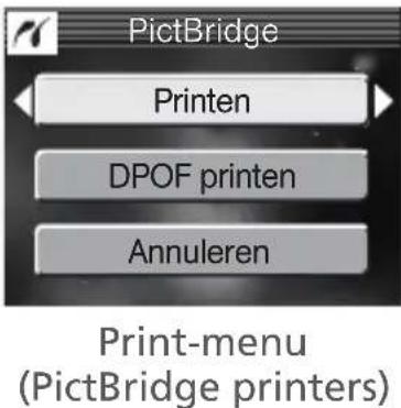 PictBridge Printen DPOF printen Annuleren Print-menu (PictBridge printers)
