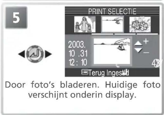 5 PRINT SELECTIE 2003. 10 .31 12: 10 + - 43' Terug Ingestid Door foto's bladeren. Huidige foto verschijnt onderin display.