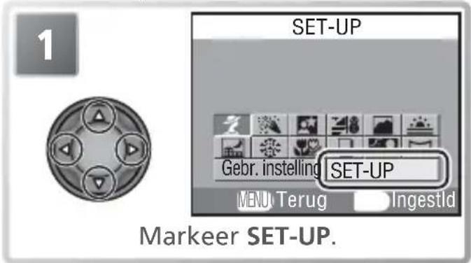 1 SET-UP Gebr. instelling SET-UP MENU Terug Ingestld Markeer SET-UP.