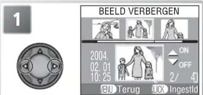 BEELD VERBERGEN 2004. 02. 01 10: 25 ON OFF 2/ 4 MENU Terug QUICK Ingestld
