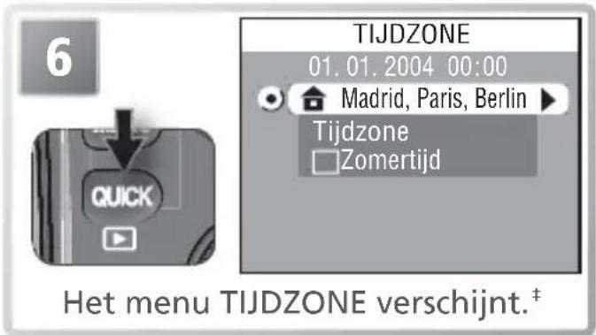 6 TIJDZONE 01. 01. 2004 00:00 Madrid, Paris, Berlin ▶ Tijdzone □Zomertijd Het menu TIJDZONE verschijnt.‡